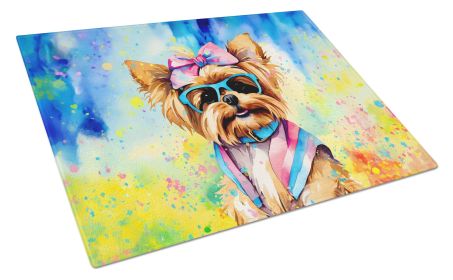 NEW Yorkshire Terrier Hippie Dawg Glass Cutting Board Decorative Tempered Glass Kitchen Cutting and Serving Board Large Size Chopping Board