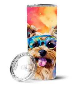 Yorkshire Terrier Hippie Dawg Stainless Steel Skinny Tumbler Vacuum Double Walled Reusable Insulated Tumbler Travel Cup for Coffee Cocktails Gift with