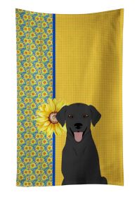 Summer Sunflowers Black Labrador Retriever Kitchen Towel Dish Cloths Guest Hand Towel Decorative Bathroom Towel for Face,Tea, Dishcloth