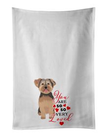 Yorkie Chocolate #2 so Loved Kitchen Towel Set of 2 White Dish Towels Decorative Bathroom Hand towel for Hand, Face, Hair, Yoga, Tea, Dishcloth