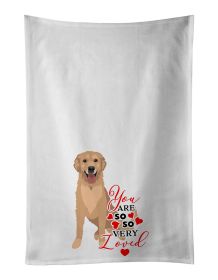 NEW Golden Retriever Fawn #3 so Loved Kitchen Towel Set of 2 White Dish Towels Decorative Bathroom Hand towel for Hand, Face, Hair, Yoga, Tea