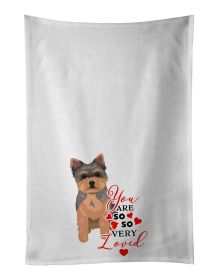NEW Yorkie Chocolate Puppy so Loved Kitchen Towel Set of 2 White Dish Towels Decorative Bathroom Hand towel for Hand, Face, Hair, Yoga, Tea, Dishcloth
