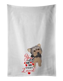 NEW Yorkie Blue and Tan #2 so Loved Kitchen Towel Set of 2 White Dish Towels Decorative Bathroom Hand towel for Hand, Face, Hair, Yoga, Tea, Dishcloth