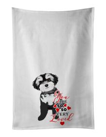 Shih-Tzu Black and White #2 so Loved Kitchen Towel Set of 2 White Dish Towels Decorative Bathroom Hand towel for Hand, Face, Hair, Yoga, Tea