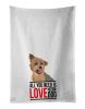 NEW Yorkie Blue and Gold Kitchen Towel Set of 2 White Dish Towels Decorative Bathroom Hand towel for Hand, Face, Hair, Yoga, Tea, Dishcloth, 19 X 28"