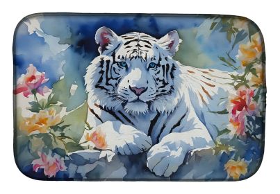 White Tiger Dish Drying Mat Absorbent Dish Drying Mat Pad for Kitchen Counter Dish Drainer Mat for Countertop, 14 x 21", Multicolor