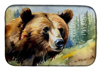Grizzly Bear Dish Drying Mat Absorbent Dish Drying Mat Pad for Kitchen Counter Dish Drainer Mat for Countertop, 14 x 21", Multicolor