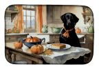 Black Lab Fall Kitchen Pumpkins Dish Drying Mat Absorbent Dish Drying Mat Pad for Kitchen Counter Dish Drainer Mat for Countertop, 14 x 21"
