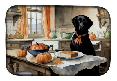 Black Lab Fall Kitchen Pumpkins Dish Drying Mat Absorbent Dish Drying Mat Pad for Kitchen Counter Dish Drainer Mat for Countertop, 14 x 21"