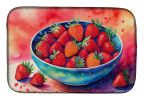 Colorful Strawberries Dish Drying Mat Absorbent Dish Drying Mat Pad for Kitchen Counter Dish Drainer Mat for Countertop, 14 x 21", Multicolor