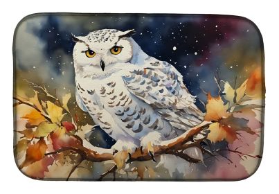 Snowy Owl Dish Drying Mat Absorbent Dish Drying Mat Pad for Kitchen Counter Dish Drainer Mat for Countertop, 14 x 21", Multicolor