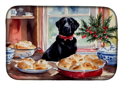 Labrador Retriever Christmas Cookies Dish Drying Mat Absorbent Dish Drying Mat Pad for Kitchen Counter Dish Drainer Mat for Countertop, 14 x 21"