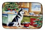 Siberian Husky Christmas Cookies Dish Drying Mat Absorbent Dish Drying Mat Pad for Kitchen Counter Dish Drainer Mat for Countertop, 14 x 21"