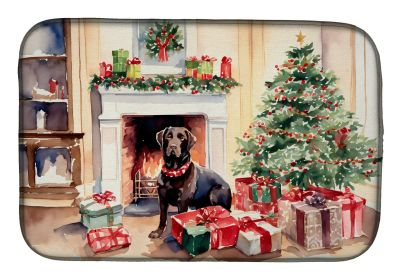 Labrador Retriever Cozy Christmas Dish Drying Mat Absorbent Dish Drying Mat Pad for Kitchen Counter Dish Drainer Mat for Countertop, 14 x 21"