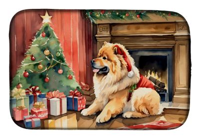 Chow Chow Cozy Christmas Dish Drying Mat Absorbent Dish Drying Mat Pad for Kitchen Counter Dish Drainer Mat for Countertop, 14 x 21", Multicolor