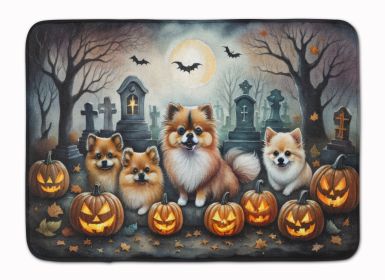 Pomeranian Spooky Halloween Memory Foam Kitchen Mat Machine Washable Anti-Fatigue Mat Cushion Comfort Bath Mat or Kitchen Rug