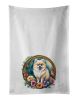 Pomeranian and Flowers Kitchen Towel Set of 2 White Dish Towels Decorative Bathroom Hand towel for Hand, Face, Hair, Yoga, Tea, Dishcloth, 19 X 28"