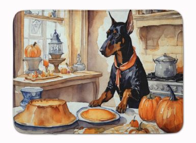 Doberman Pinscher Fall Kitchen Pumpkins Memory Foam Kitchen Mat Machine Washable Anti-Fatigue Mat Cushion Comfort Bath Mat or Kitchen Rug