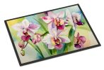 Orchids in Watercolor Doormat Front Door Mat Indoor Outdoor Rugs for Entryway, Non Slip Washable Low Pile, 24H X 36W