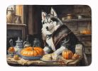 Siberian Husky Fall Kitchen Pumpkins Memory Foam Kitchen Mat Machine Washable Anti-Fatigue Mat Cushion Comfort Bath Mat or Kitchen Rug