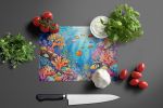 Coral and Fish Glass Cutting Board Decorative Tempered Glass Kitchen Cutting and Serving Board Large Size Chopping Board