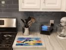 Dolphin Leaping at Sunrise Glass Cutting Board Decorative Tempered Glass Kitchen Cutting and Serving Board Large Size Chopping Board