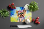 NEW Yorkshire Terrier Hippie Dawg Glass Cutting Board Decorative Tempered Glass Kitchen Cutting and Serving Board Large Size Chopping Board