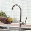 Kitchen Faucet Single Handle Stainless Steel,Commercial Single Hole Kitchen Sink Faucet,Modern One Hole Bar Sink Faucet