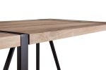 Modern minimalist MDF wood color desktop, black metal legs, small sized dining table, computer desk, office desk, kitchen table