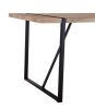 Modern minimalist MDF wood color desktop, black metal legs, small sized dining table, computer desk, office desk, kitchen table