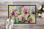 Orchids in Watercolor Doormat Front Door Mat Indoor Outdoor Rugs for Entryway, Non Slip Washable Low Pile, 24H X 36W