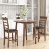 3PCS Retro Round Counter Height Drop-Leaf Table with 2 Upholstered Chairs Rubber wood Dining Table Set Pub Set with PU leather Cushion for Small Space