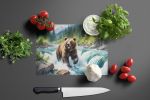 Alaskan Wilderness Grizzly Bear Glass Cutting Board Decorative Tempered Glass Kitchen Cutting and Serving Board Large Size Chopping Board
