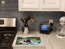 Alaskan Wilderness Grizzly Bear Glass Cutting Board Decorative Tempered Glass Kitchen Cutting and Serving Board Large Size Chopping Board