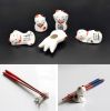 5Pcs Ceramics Lucky Cat Chopstick Holder Home Decorative Tableware Stand Rest Rack