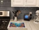 Coral and Fish Glass Cutting Board Decorative Tempered Glass Kitchen Cutting and Serving Board Large Size Chopping Board