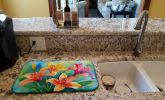 Lilies in Watercolor Dish Drying Mat Absorbent Dish Drying Mat Pad for Kitchen Counter Dish Drainer Mat for Countertop, 14 x 21", Multicolor