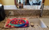 Colorful Strawberries Dish Drying Mat Absorbent Dish Drying Mat Pad for Kitchen Counter Dish Drainer Mat for Countertop, 14 x 21", Multicolor