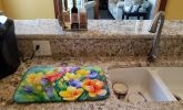 Freesias in Watercolor Dish Drying Mat Absorbent Dish Drying Mat Pad for Kitchen Counter Dish Drainer Mat for Countertop, 14 x 21", Multicolor