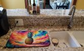 Colorful Pineapple Dish Drying Mat Absorbent Dish Drying Mat Pad for Kitchen Counter Dish Drainer Mat for Countertop, 14 x 21", Multicolor