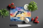 Dolphin Leaping at Sunrise Glass Cutting Board Decorative Tempered Glass Kitchen Cutting and Serving Board Large Size Chopping Board