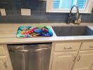 Hydrangeas in Watercolor Dish Drying Mat Absorbent Dish Drying Mat Pad for Kitchen Counter Dish Drainer Mat for Countertop, 14 x 21", Multicolor