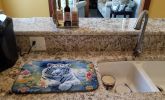 White Tiger Dish Drying Mat Absorbent Dish Drying Mat Pad for Kitchen Counter Dish Drainer Mat for Countertop, 14 x 21", Multicolor