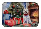 Westie Cozy Christmas Dish Drying Mat Absorbent Dish Drying Mat Pad for Kitchen Counter Dish Drainer Mat for Countertop, 14 x 21", Multicolor