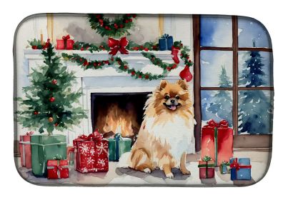 Pomeranian Cozy Christmas Dish Drying Mat Absorbent Dish Drying Mat Pad for Kitchen Counter Dish Drainer Mat for Countertop, 14 x 21", Multicolor (Default: Default)