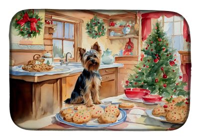 Yorkshire Terrier Yorkie Christmas Cookies Dish Drying Mat Absorbent Dish Drying Mat Pad for Kitchen Counter Dish Drainer Mat for Countertop, 14 x 21" (Default: Default)