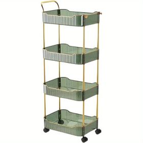 4-Tier Acrylic Rolling Storage Cart, Rolling Utility Cart, Kitchen Cart with Wheels for Bathroom, Living Room, Kithcen (Color: green-1pc)