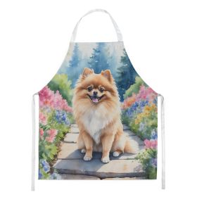 Pomeranian Spring Path Apron Cooking Kitchen Server Baking Crafts Gardening for Adult Women Men, Unisex, Large, Multicolor (Default: Default)