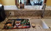 Yorkshire Terrier Cozy Christmas Dish Drying Mat Absorbent Dish Drying Mat Pad for Kitchen Counter Dish Drainer Mat for Countertop, 14 x 21"