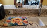 Chrysanthemums in Watercolor Dish Drying Mat Absorbent Dish Drying Mat Pad for Kitchen Counter Dish Drainer Mat for Countertop, 14 x 21", Multicolor